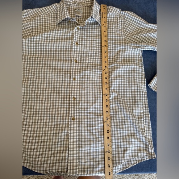 L.L. Bean Mens Brown Plaid Long Sleeve Collared Button Down Shirt SZ LG Reg - Picture 8 of 8